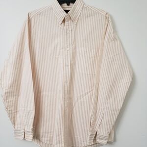 J.Crew Striped Tan and White Men's Shirt. Size:15½- 35. Long sleeve